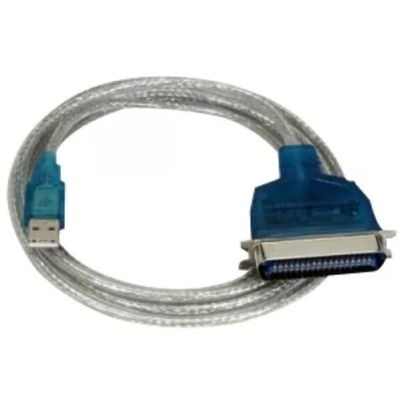 USB to Parallel Adapter, Centronics (36-pin male connector) cable blue silver 6' - Picture 2 of 2